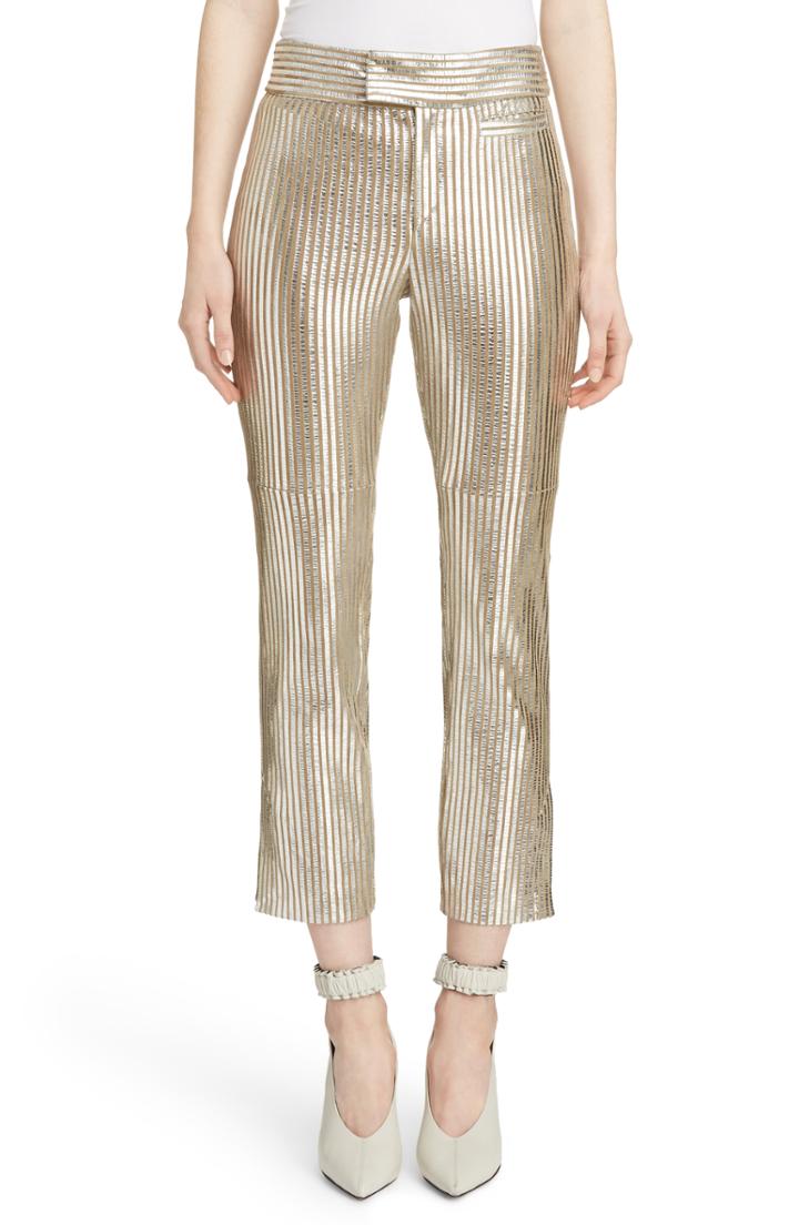 Women's Isabel Marant Novida Metallic Leather Pants Us / 38 Fr - Metallic
