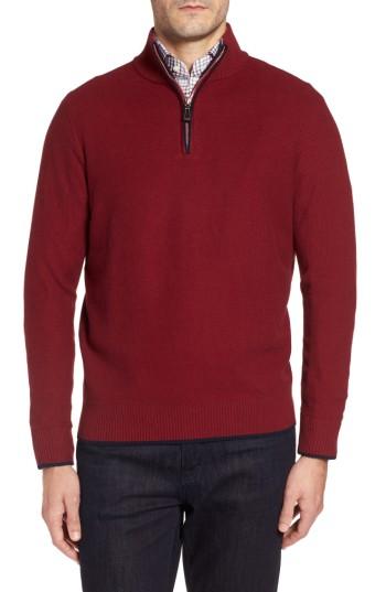 Men's Tailorbyrd Prien Tipped Quarter Zip Sweater, Size - Red