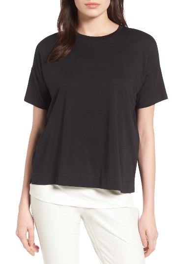 Women's Eileen Fisher Organic Cotton Boxy Tee, Size - Black