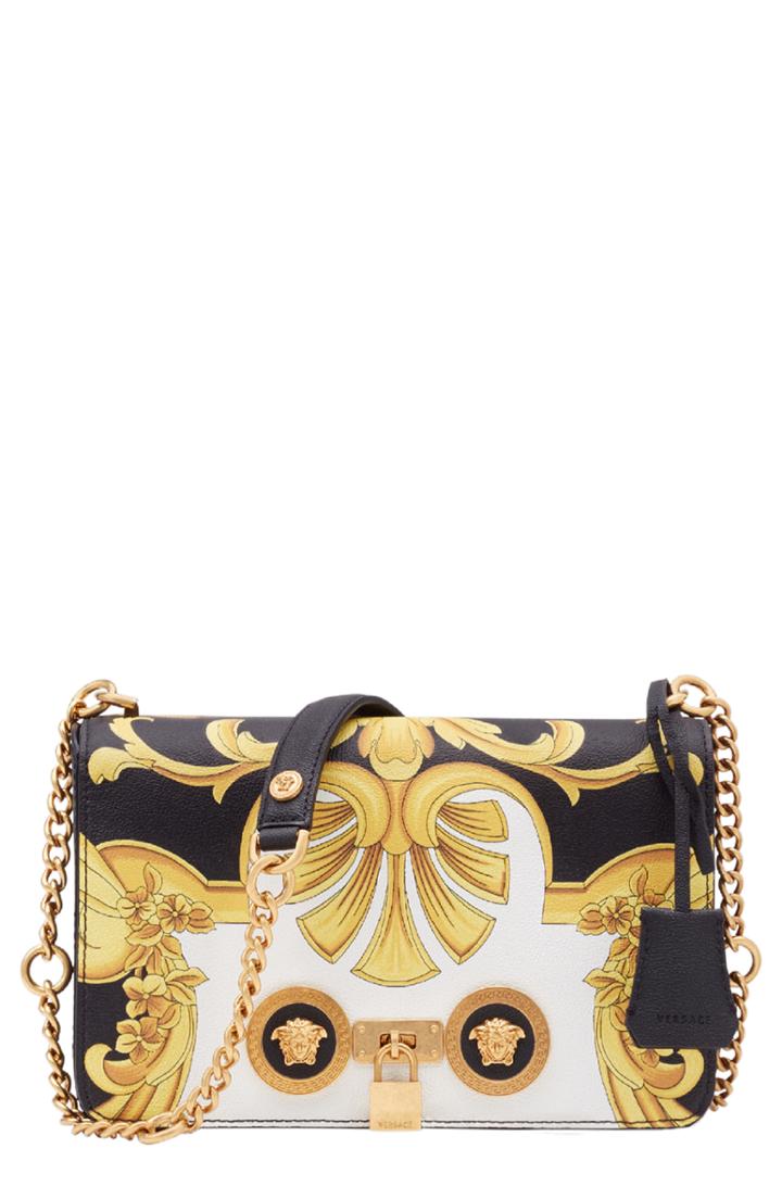 Versace Baroque Print Medium Icon Leather Crossbody Bag -