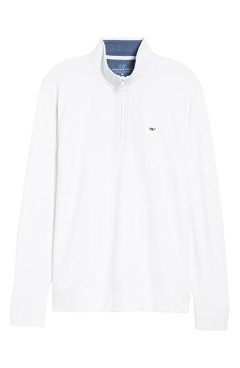Men's Vineyard Vines Reverse Oxford Quarter Zip Pullover - White