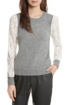 Women's Rebecca Taylor Lace Sleeve Pullover - Grey