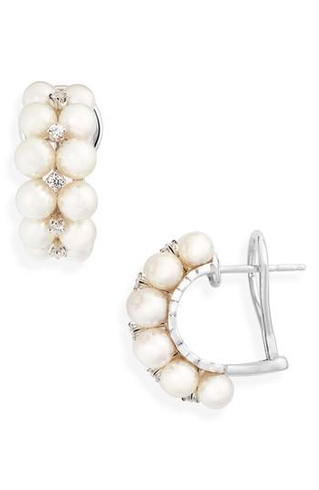 Women's Mikimoto 2-row Pearl & Diamond Earrings