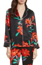 Women's Diane Von Furstenberg Pajama Silk Shirt, Size - Black