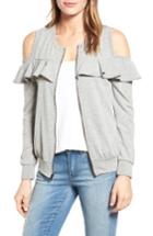 Women's Pleione Cold Shoulder Zip Front Sweatshirt - Grey