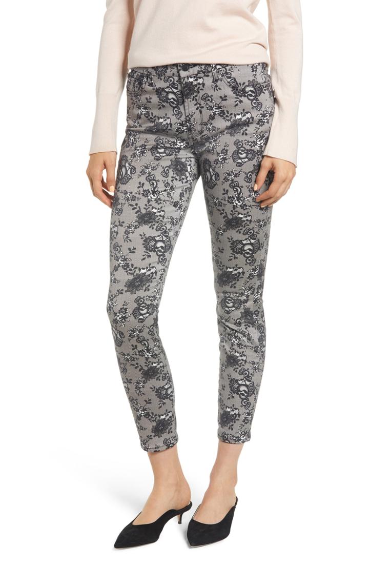 Women's Jen7 Lace Pattern Skinny Ankle Jeans - White