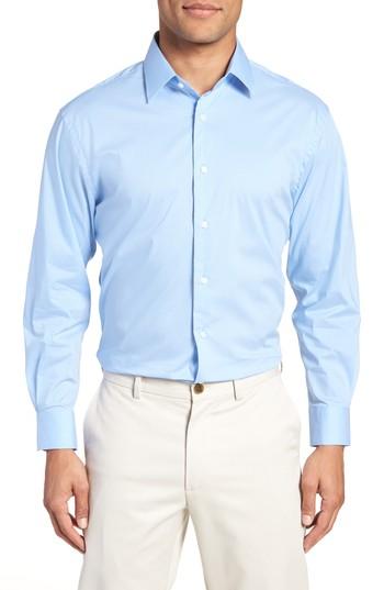 Men's Nordstrom Men's Shop Traditional Fit Stretch Check Dress Shirt 34/35 - Blue