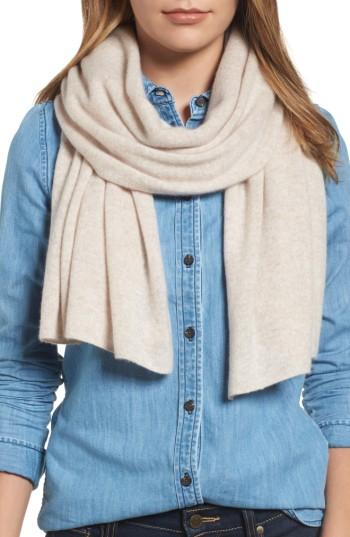 Women's Halogen Cashmere Scarf, Size - Beige