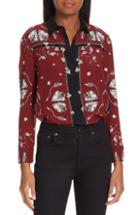 Women's Sandro Valentina Illustrated Silk Blouse - Red