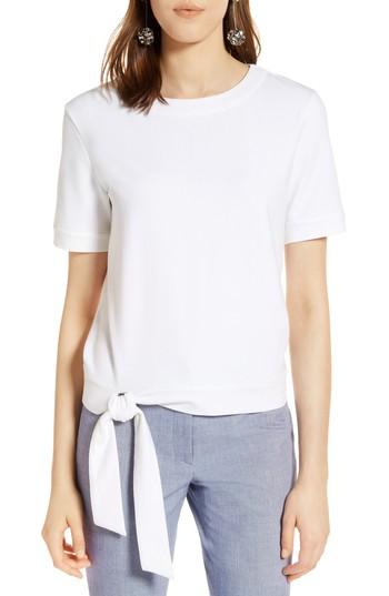 Women's Halogen Side Tie Knit Top - White