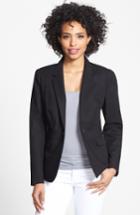 Petite Women's Vince Camuto Stretch Cotton One-button Blazer P - Black