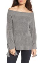 Women's Hinge Off The Shoulder Sweater, Size - Grey