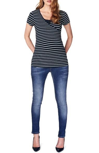 Women's Noppies 'lely' Stripe Maternity/nursing Tee
