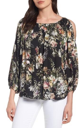 Women's Velvet By Graham & Spencer Cold Shoulder Vintage Floral Blosue