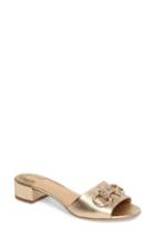 Women's Salvatore Ferragamo Crystal Logo Sandal .5 B - Metallic