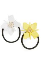 Cara Set Of 2 Flower Ponytail Holders, Size - Yellow