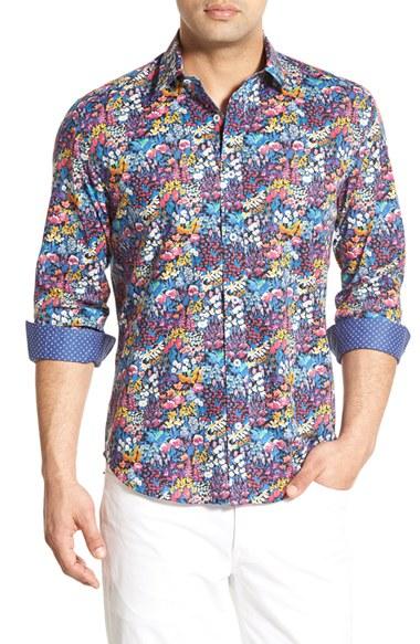Men's Bugatchi Classic Fit Flower Print Sport Shirt