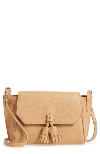 Longchamp Penelope Leather Crossbody Bag - Beige