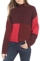 Women's Bp. Mock Neck Colorblock Sweater, Size - Red