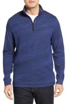 Men's Bugatchi Quarter Zip Stripe Pullover - Blue