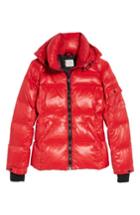 Women's S13 'kylie' Metallic Quilted Jacket With Removable Hood - Red