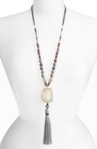 Women's Nakamol Design Agate Pendant Tassel Necklace