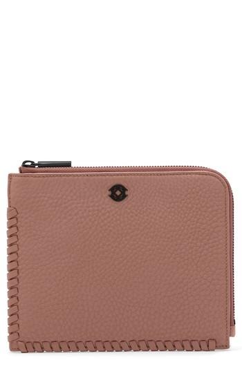 Dagne Dover Small Elle Whipstitch Leather Clutch - Pink