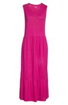 Women's Eileen Fisher Scooped Neck Hemp & Cotton Midi Dress - Pink