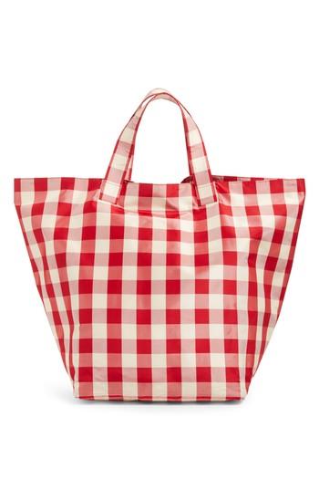 Trademark Large Gingham Nylon Tote - Blue