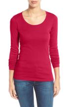 Women's Caslon 'melody' Long Sleeve Scoop Neck Tee - Red