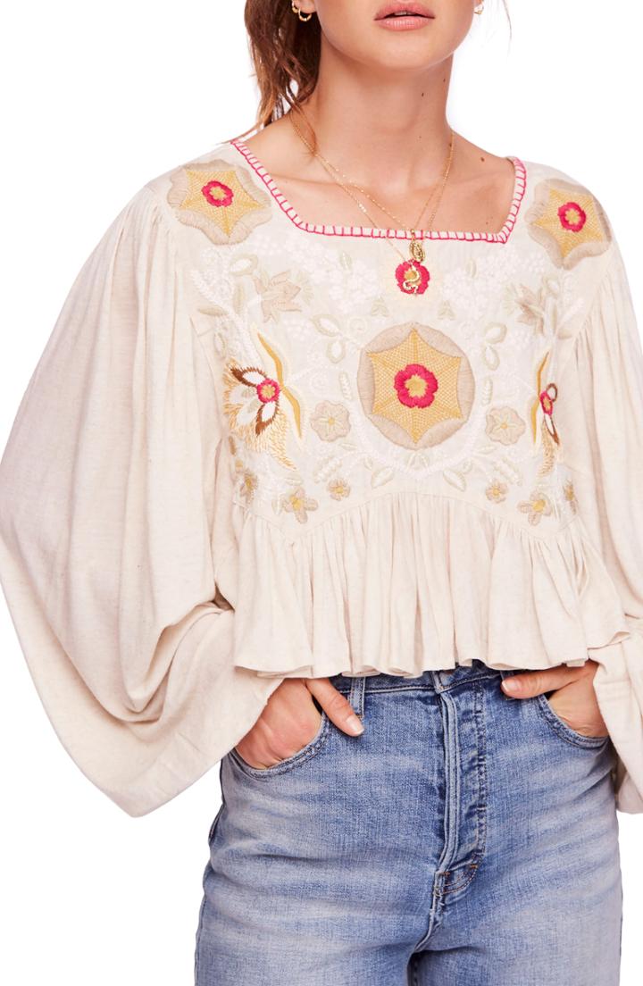 Women's Free People Claudine Peasant Top