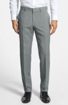 Men's Boss Genesis Flat Front Wool Trousers - Grey
