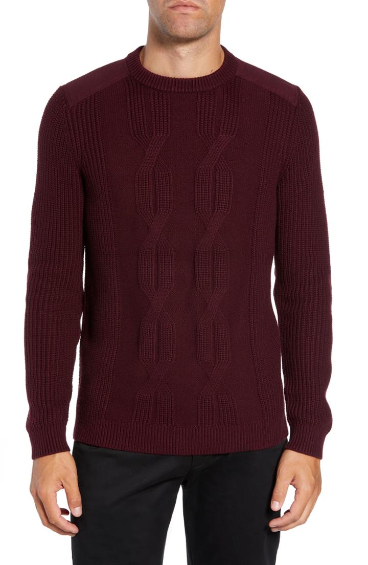Men's Ted Baker London Laichi Trim Fit Cable Crewneck Sweater