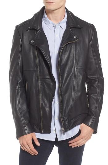 Men's Scotch & Soda Classic Leather Jacket, Size - Black