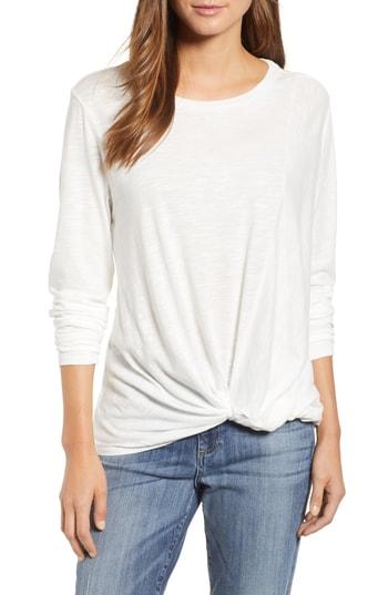 Women's Caslon Twist Front Long Sleeve Tee - White