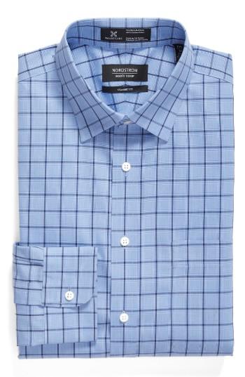 Men's Nordstrom Men's Shop Smartcare(tm) Classic Fit Plaid Dress Shirt .5 32 - Blue