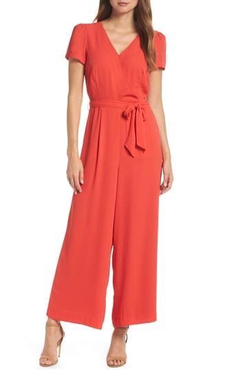 Women's J.crew Short Sleeve Wrap Jumpsuit - Red