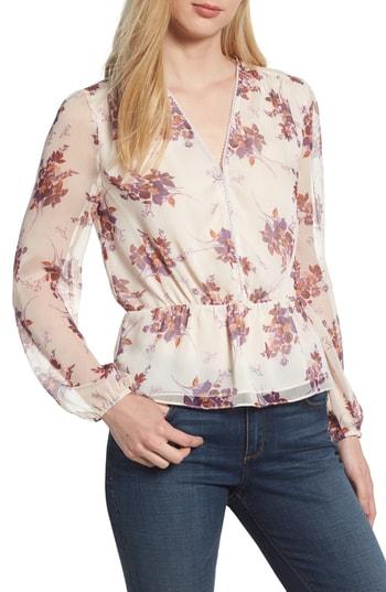 Women's 1.state Wildflower V-neck Peplum Blouse - White