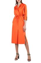 Women's Akris Kimono Sleeve Cotton Poplin Dress - Orange