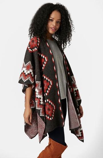 Women's Topshop Geo Knit Cape Womens Rust