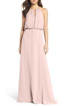 Women's Wtoo Keyhole Halter Chiffon Gown - Pink