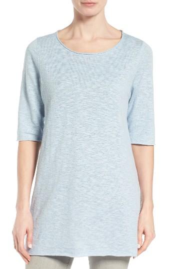 Women's Eileen Fisher Organic Linen & Cotton Slub Tee - Blue