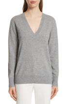 Women's Theory Button Sleeve Cashmere Sweater, Size - Grey