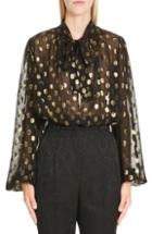 Women's Dolce & Gabbana Metallic Fil Coupe Chiffon Top Us / 38 It - Black