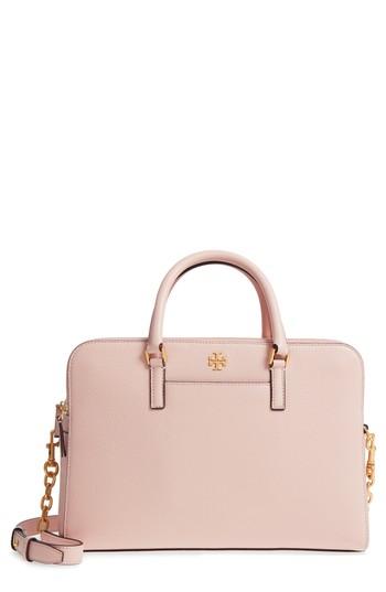 Tory Burch Georgia Double Zip Pebbled Leather Satchel - Pink