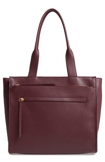 Nordstrom Finn Pebbled Leather Tote - Burgundy