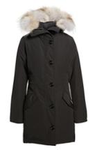 Women's Canada Goose Rossclair Genuine Coyote Fur Trim Down Parka (14-16) - Black