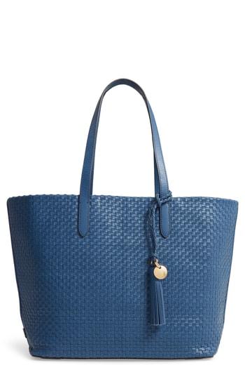 Cole Haan Payson Rfid Woven Leather Tote - Blue