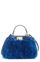 Fendi 'micro Peekaboo' Genuine Shearling & Lambskin Leather Bag - Blue