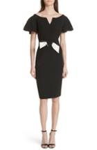 Women's Milly Tina Belted Cady Sheath Dress - Black